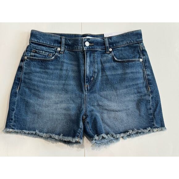 LOFT "The Cut Off Short" Denim Jean Shorts Size 27 / 4 High Rise Frayed Hem NWT - Picture 1 of 9